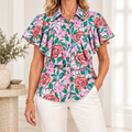 Imogen | Floral ruffle button front blouse 1