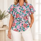 Imogen | Floral ruffle button front blouse 1