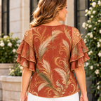 Alina | Feather scroll pleated layered blouse 3