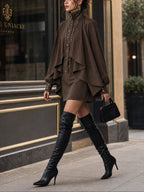 Arwen | High-neck cape mini dress 3