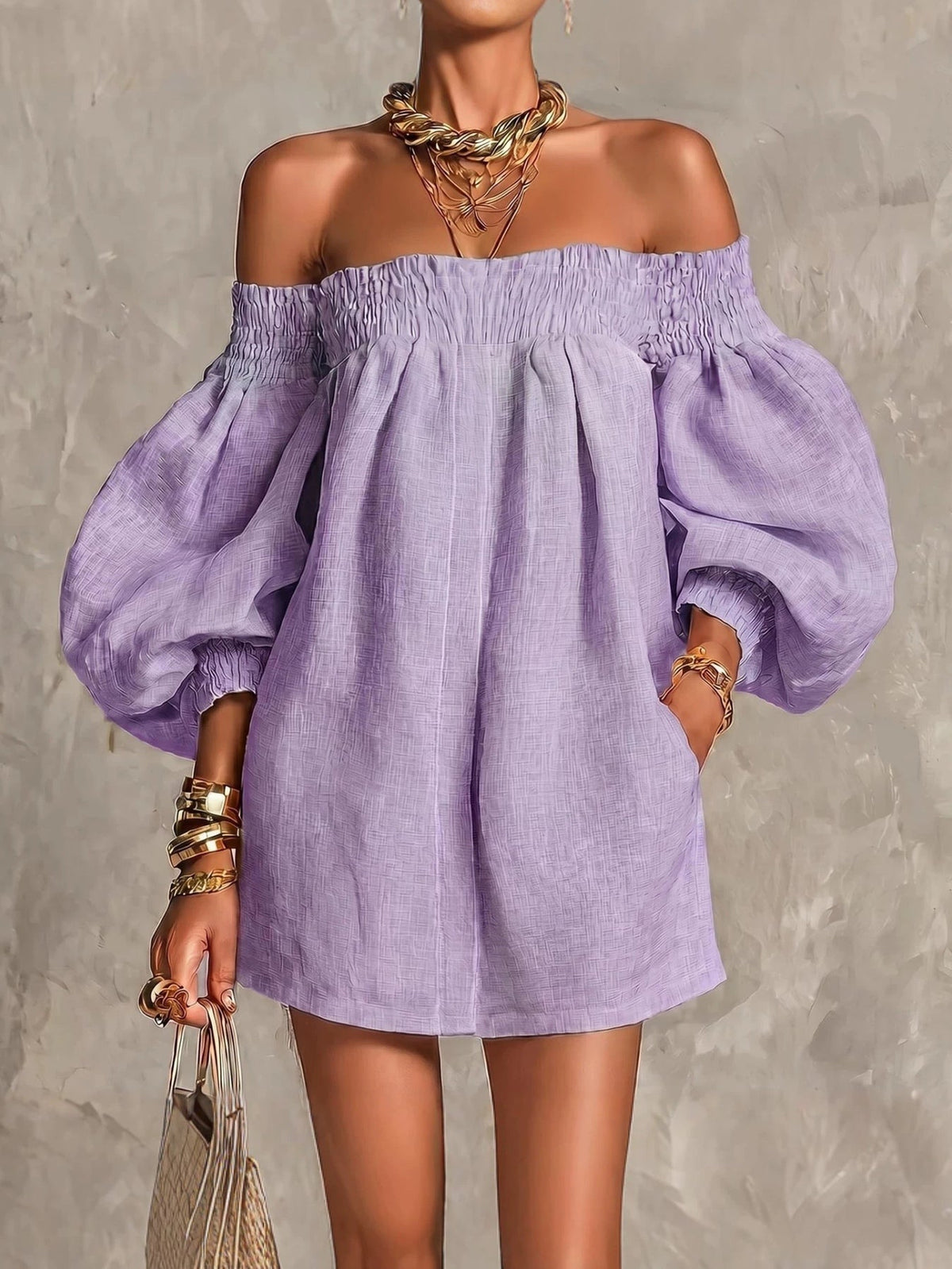 Rosaline | Off-shoulder puff-sleeve mini dress 4