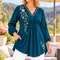 Bianca | Floral embroidered split neck tunic 1