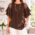 Beatrice | Floral embroidered pleated layered blouse 1