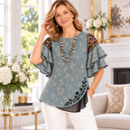 Cara | Botanical print pleated layered blouse 2