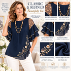 Ada | Navy embroidered blouse flutter sleeve 3