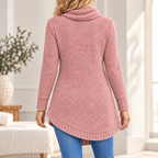 Bella | Textured knit cowl neck asymmetrical tunic 3