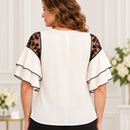 Abbey | Ivory black lace floral layered blouse 3
