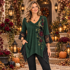 Maxine | Gothic halloween black cat tunic green 2