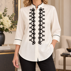Greta | Ivory contrast trim tunic 1