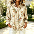 Marian | Vintage newspaper floral print button down shirt 1