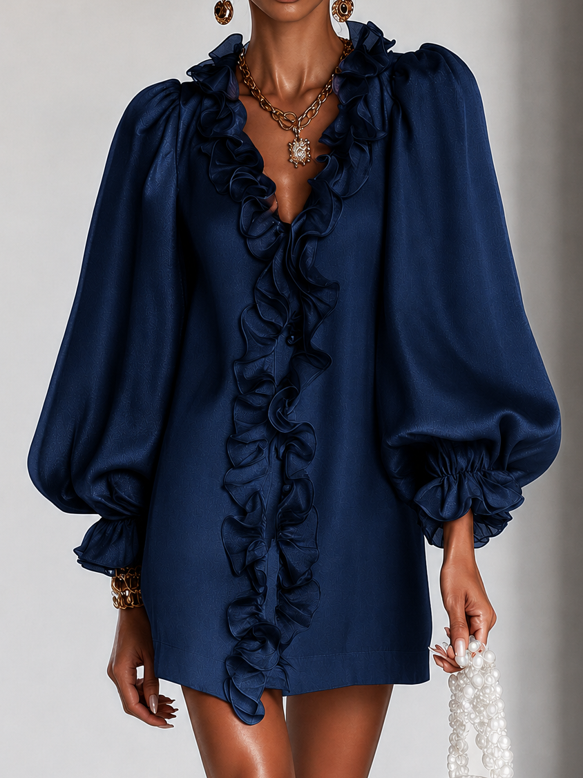 Ottilie | Ruffled puff-sleeve mini dress 6