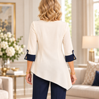 Freya | Ivory navy asymmetrical tunic 3
