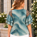 Ariana | Abstract print pleated layered blouse 3