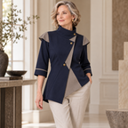 Florence | Navy colourblock asymmetrical tunic 2