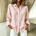 Lisa | Pink geometric wave print button down shirt 1