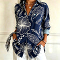Ivy | Navy blue floral print shirt 1
