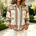 Lena | Tribal aztec geometric print button down shirt 1