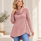 Michelle | Textured knit cowl neck asymmetrical tunic 2