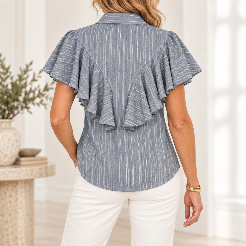 Hope | Striped ruffle button front blouse 3
