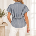 Hope | Striped ruffle button front blouse 3