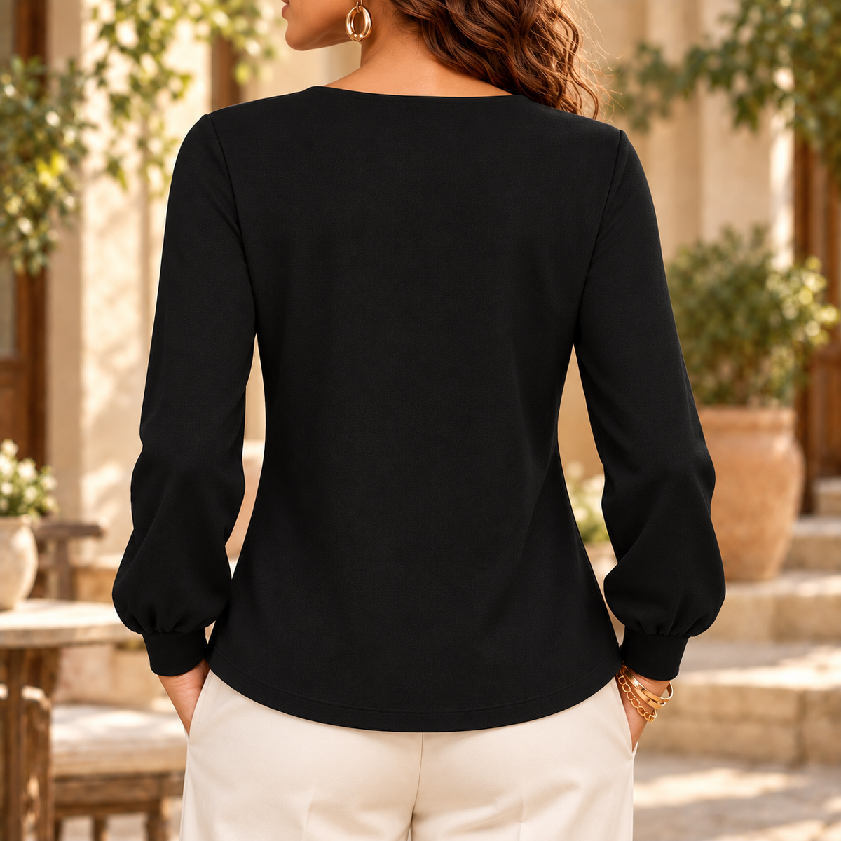 Blair | Asymmetrical neck pleated blouse teal 3