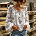 Polly | Celestial fern & crescent moon framed pattern top 1