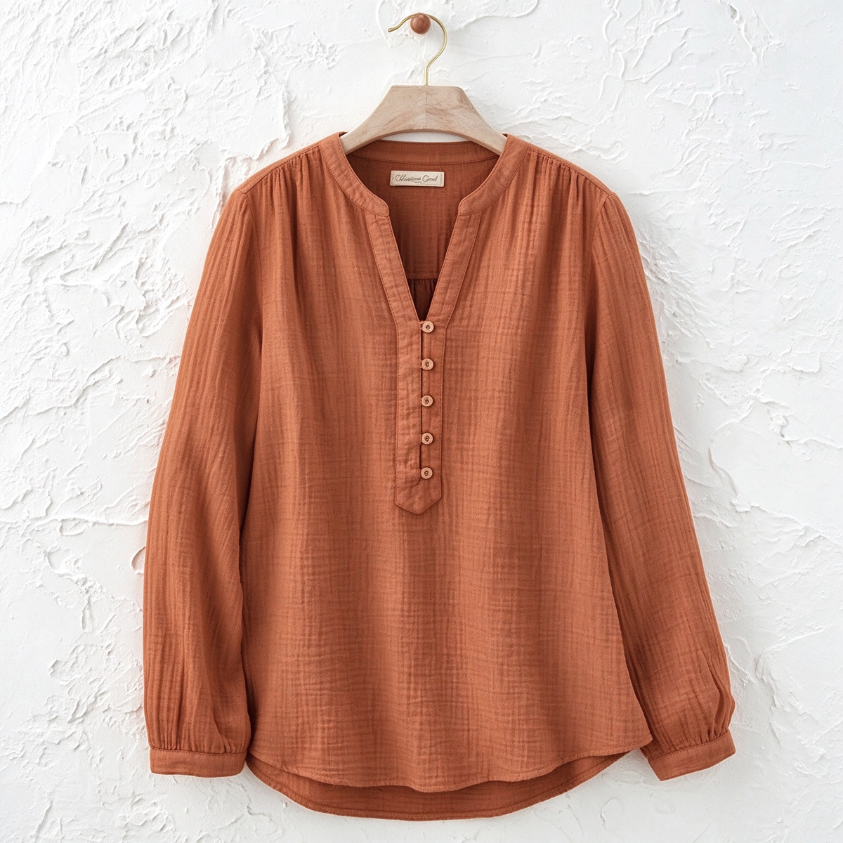 Delphine | Cotton gauze notch neck henley tunic 3