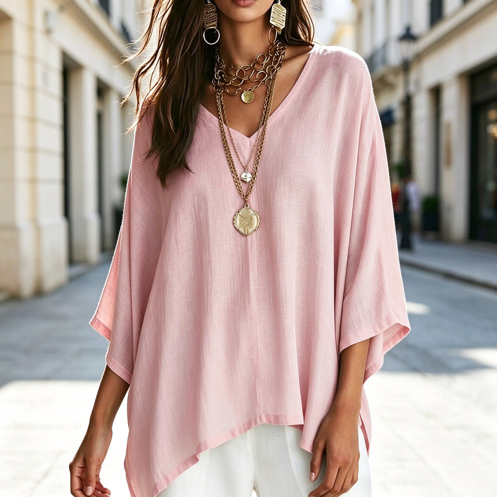 Celine | Relaxed V-neck batwing tunic 4