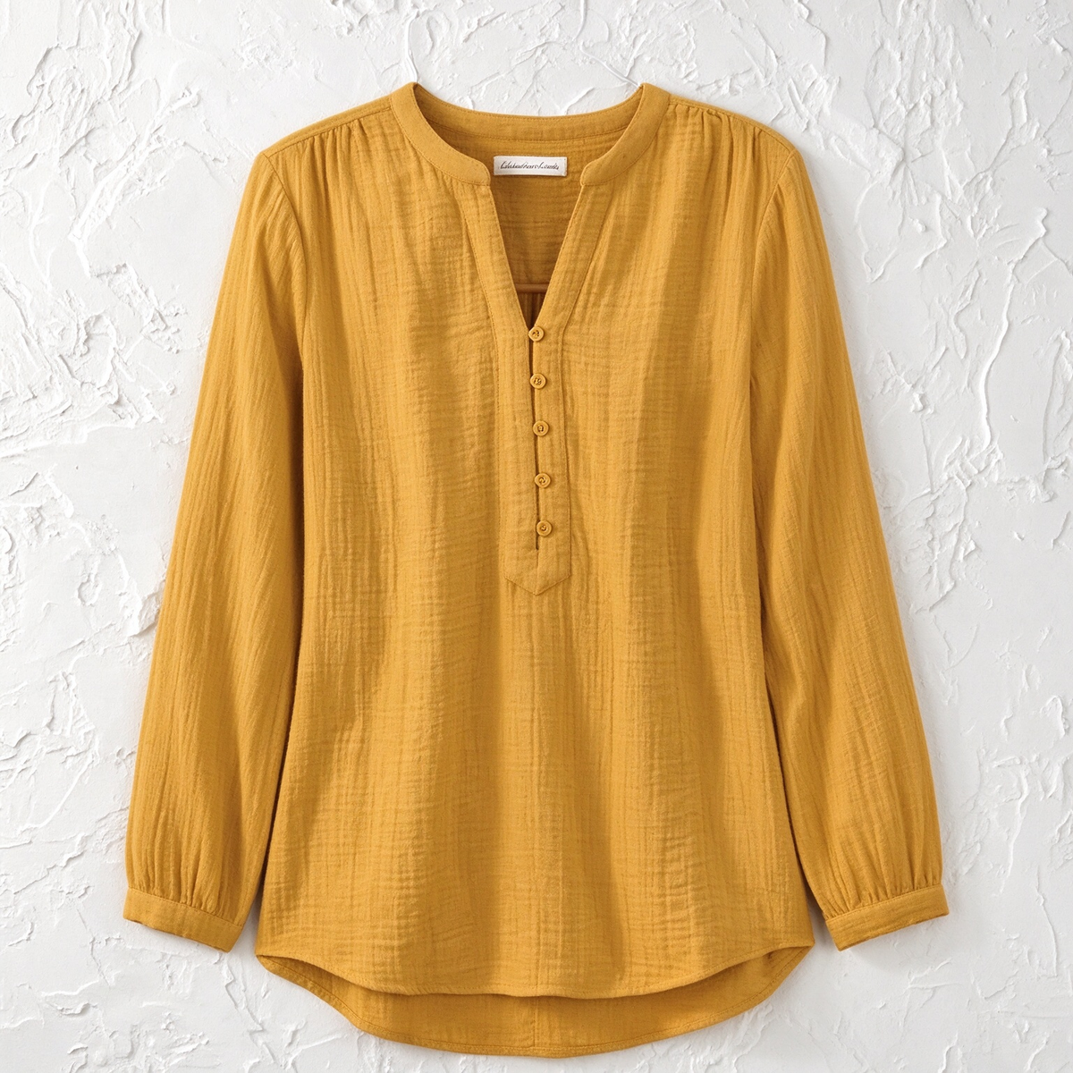 Delphine | Cotton gauze notch neck henley tunic 1