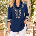 Bernadette | Navy floral embroidered tunic 1