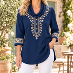 Bernadette | Navy floral embroidered tunic 1