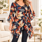 Helena | Botanical leaf print tunic 1