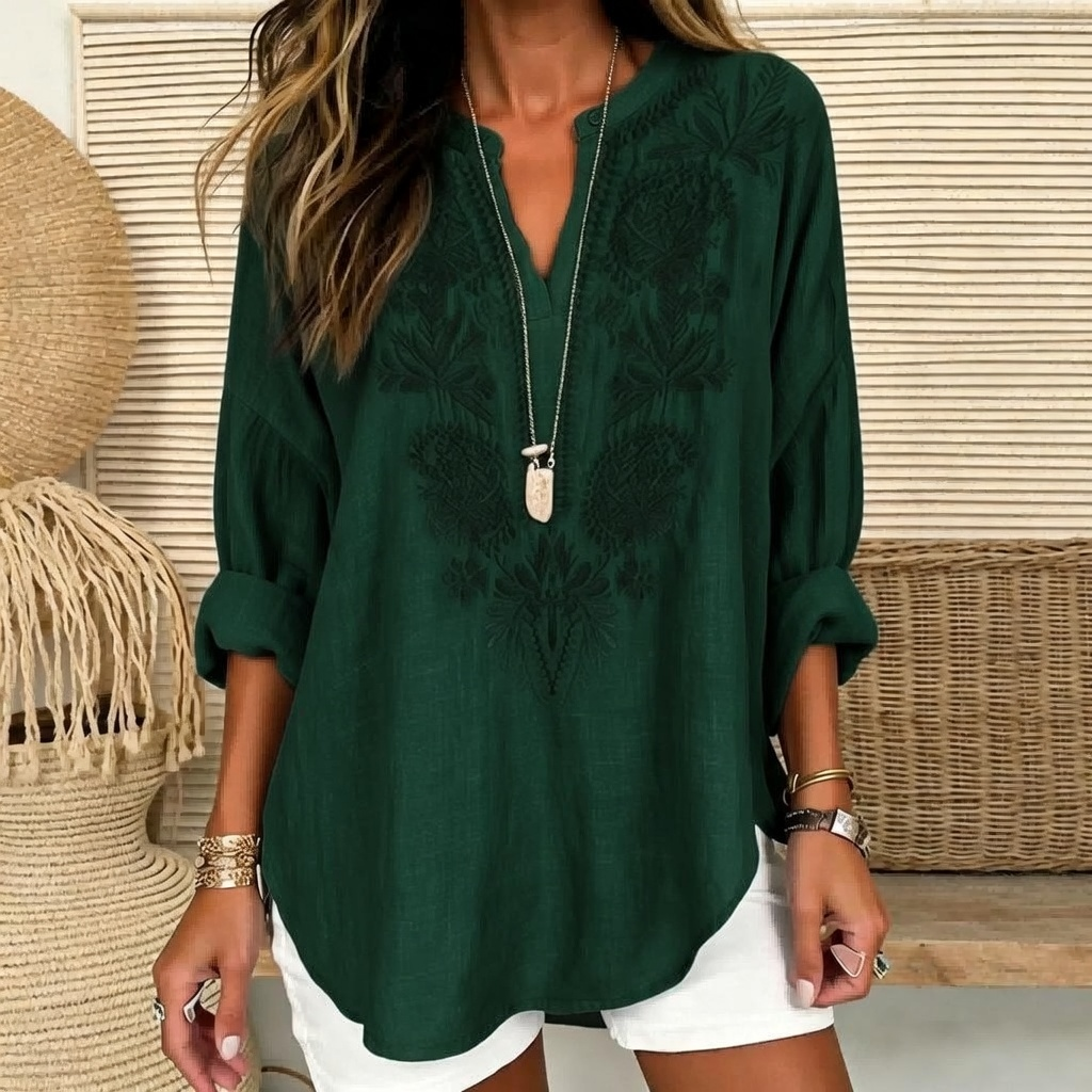 Judith | Embroidered split V-neck tunic 3