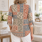 Dora | Vintage patchwork tunic cowl neck 3/4 sleeve 3