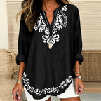 Julia | Damask & floral print split V-neck tunic 2