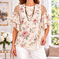 Amelia | Rose floral pleated layered blouse 1