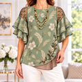 Annette | Botanical floral pleated layered blouse 1