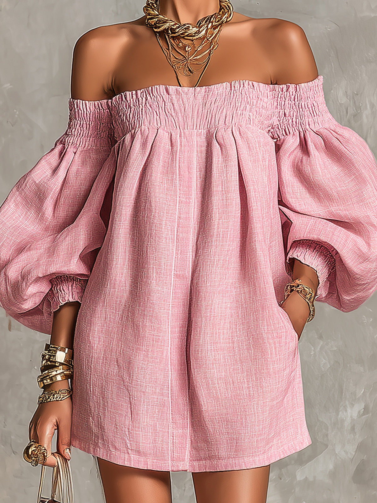 Rosaline | Off-shoulder puff-sleeve mini dress 6