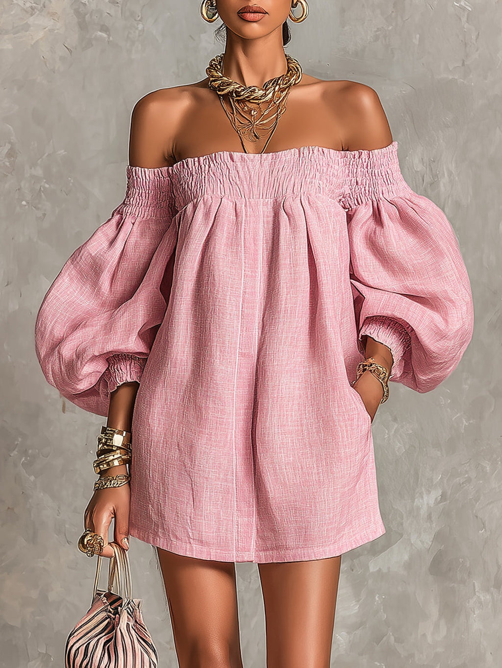 Rosaline | Off-shoulder puff-sleeve mini dress 10