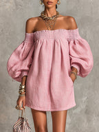 Rosaline | Off-shoulder puff-sleeve mini dress 10