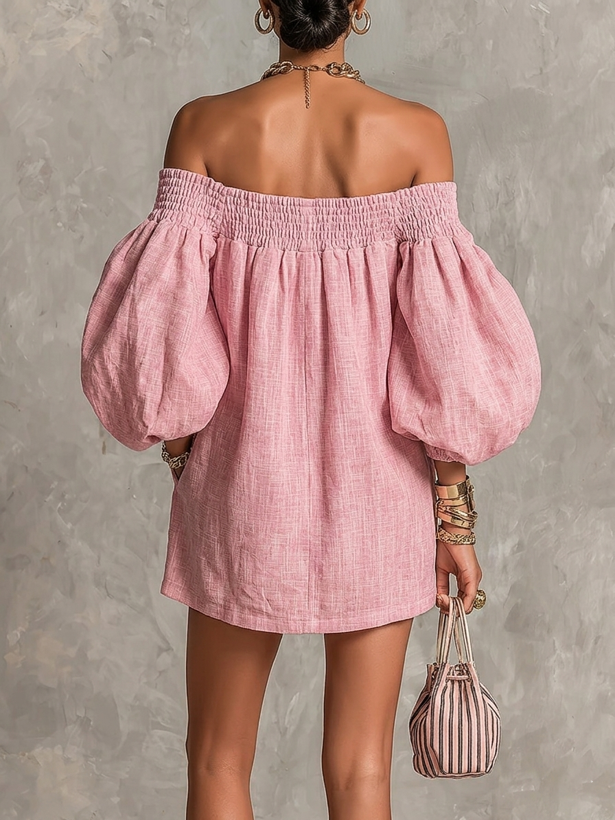 Rosaline | Off-shoulder puff-sleeve mini dress 5