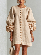 Rosina | Blossom-cuff button mini dress 1