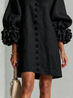 Rosamund | Floral-cuff button mini dress 6
