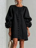 Rosamund | Floral-cuff button mini dress 1