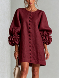 Camellia | Rosette-cuff mini dress 1