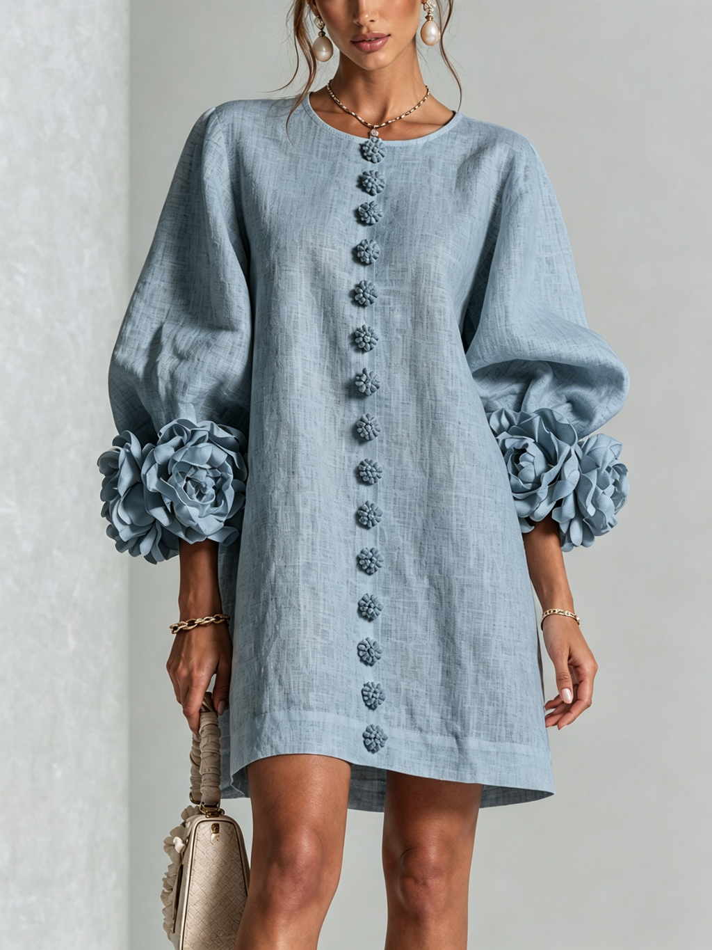 Cleo | Floral-trimmed mini dress 1