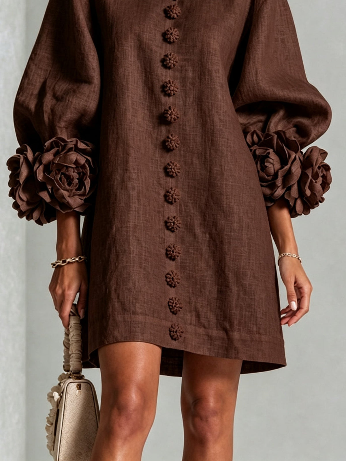 Gabrielle | Rosette-cuff mini dress 6