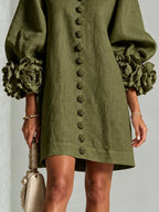 Francesca | Floral-detail button mini dress 6