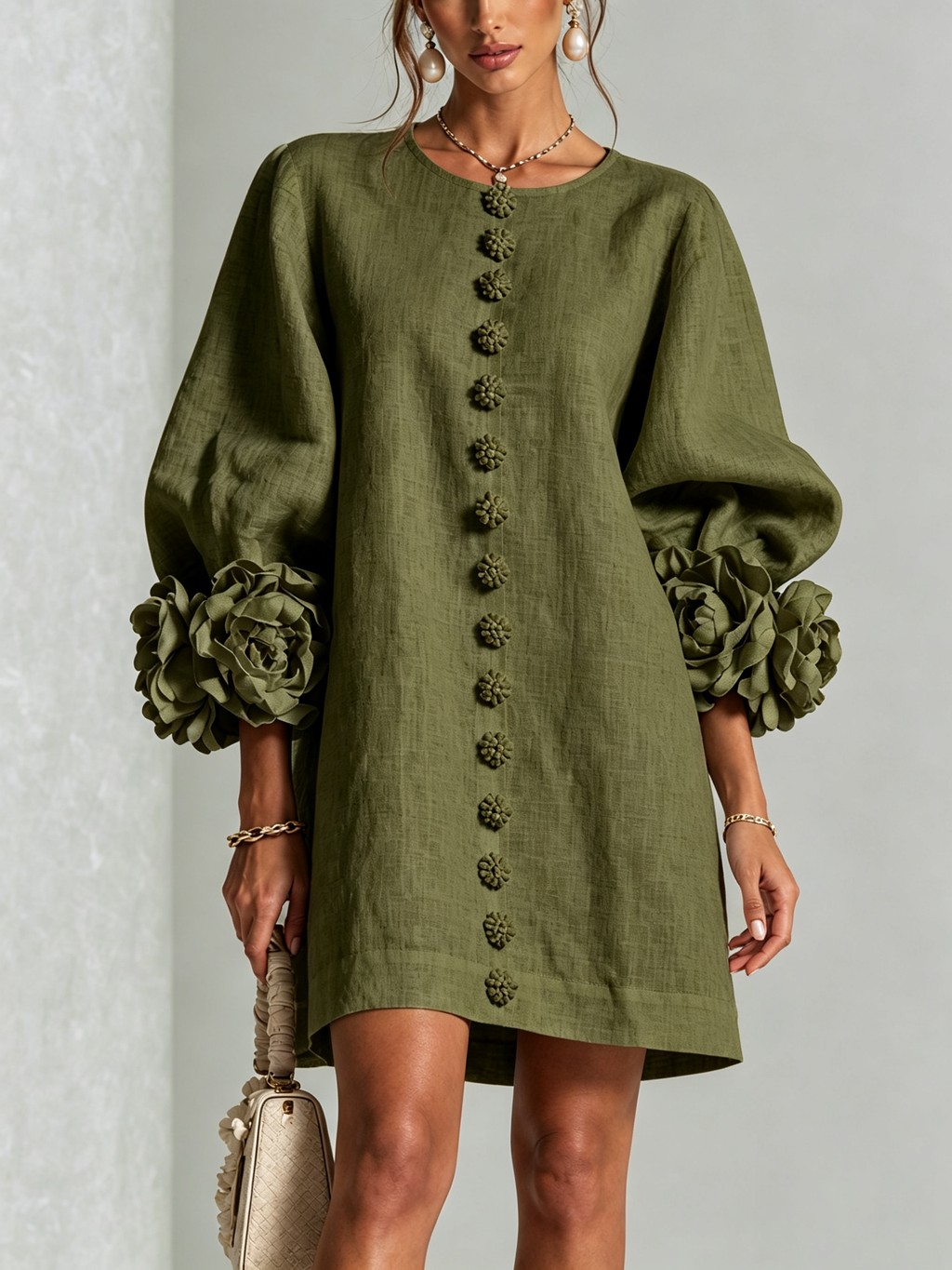 Francesca | Floral-detail button mini dress 7