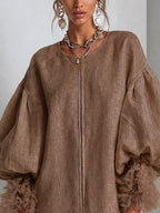Rebecca | Zip-front balloon sleeve mini dress 7